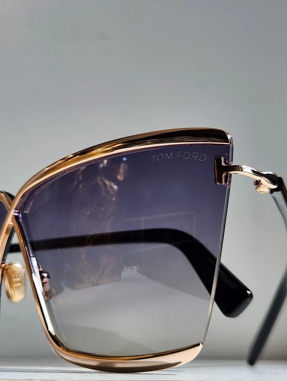 Tom Ford Gold Frame Gradient Blue Shield Sunglasses